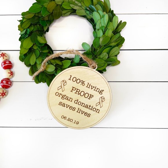 Custom engraved keepsake wood Heart Transplant ornament - Picture 4 of 4